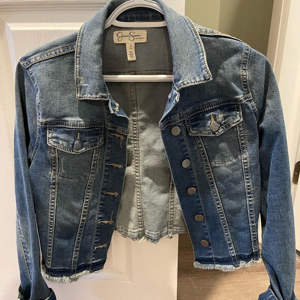 Jessica Simpson maternity denim coat small